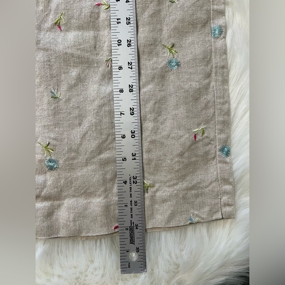 Talbots vintage Irish linen wide leg floral embroidered pants size- see pics - Picture 9 of 9